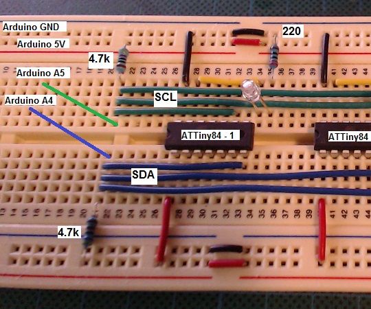 ATTiny84 - I2C Slave - Arduino UNO