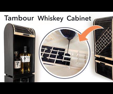 Whiskey Cabinet From a 2x4 With Epoxy Tambour Door