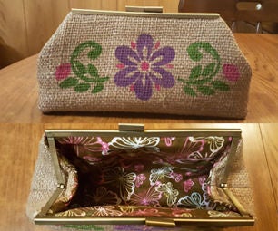 Modern Clutch From Burlap Coffee Sack