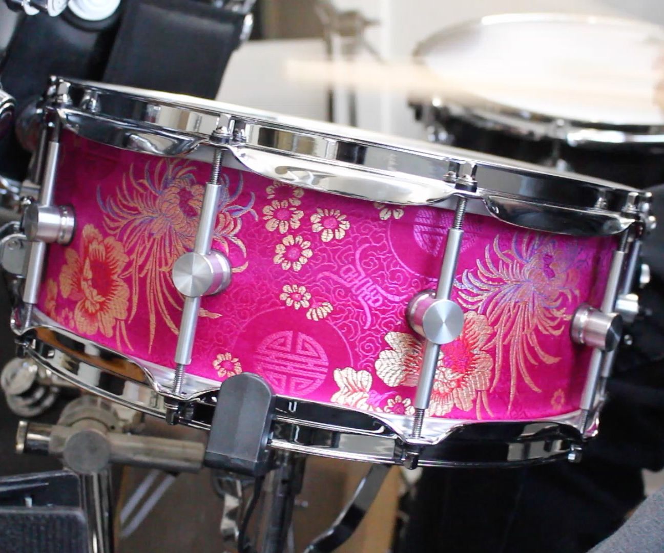 Pink Brocade Snare Drum