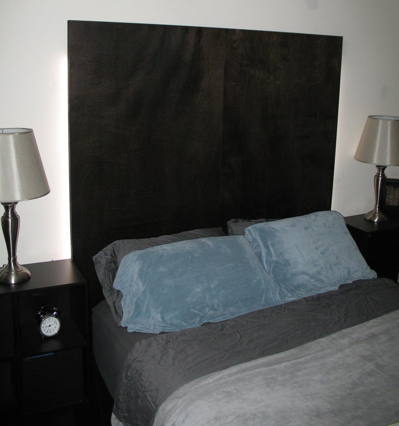 Headboard Made From 2 Doors With Back Lighting