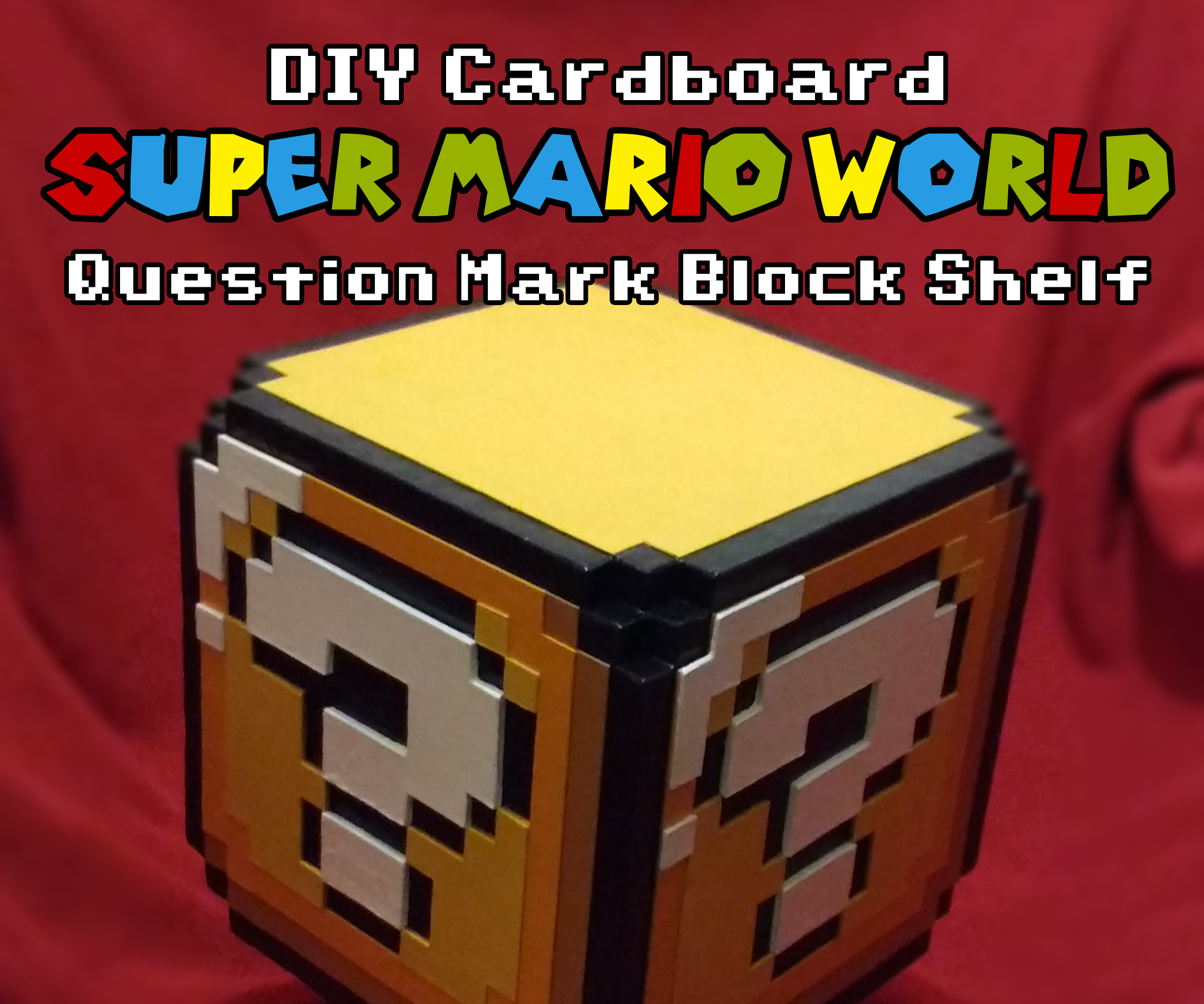 DIY Cardboard Super Mario World Question Mark Block Shelf