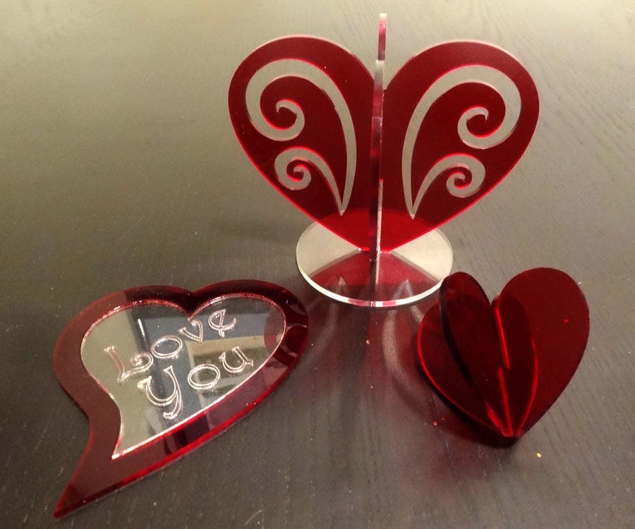 Laser Cutting and Acrylic Welding Valentine Hearts.