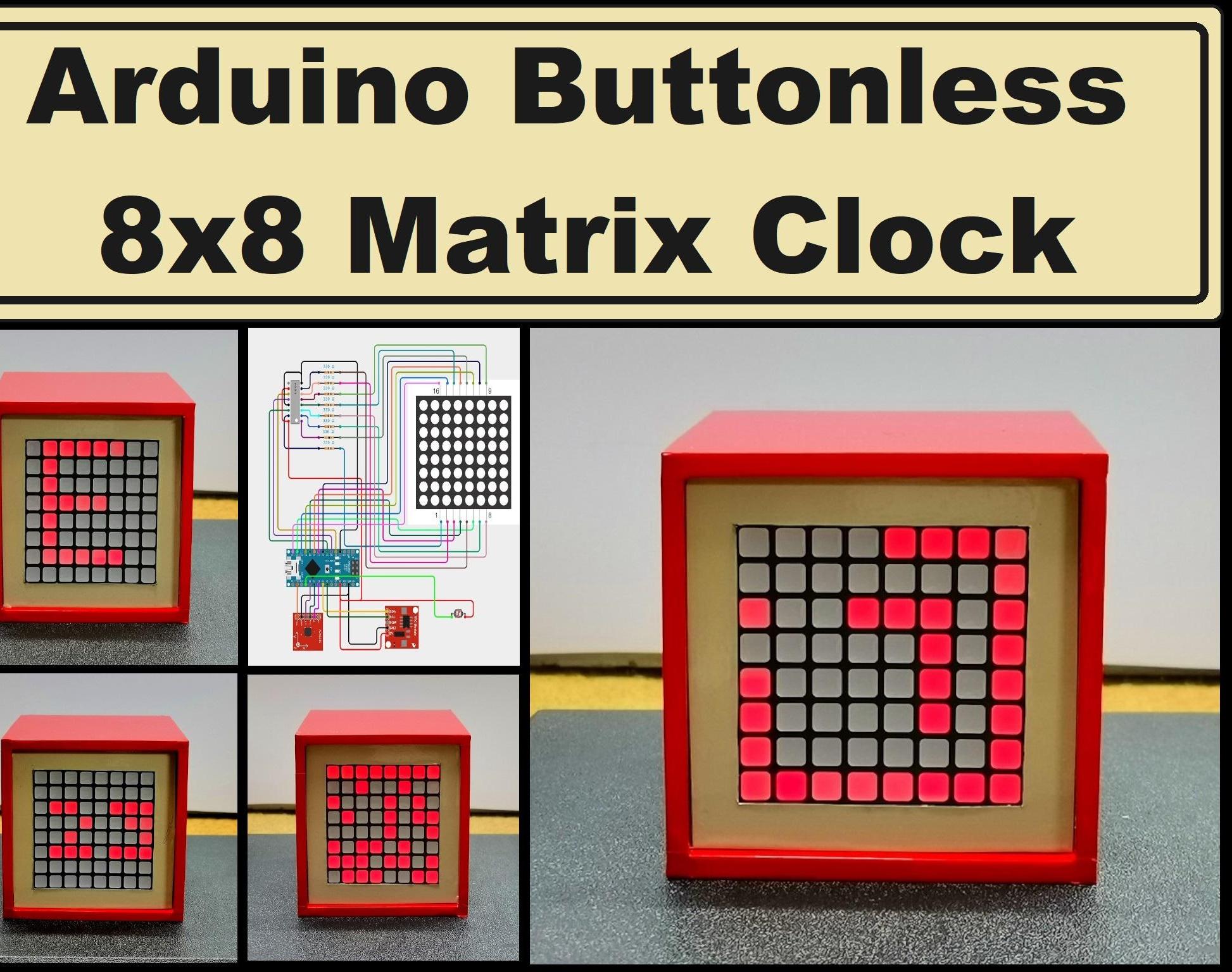 Arduino Buttonless LED Matrix Clock With ADXL335 Sensor