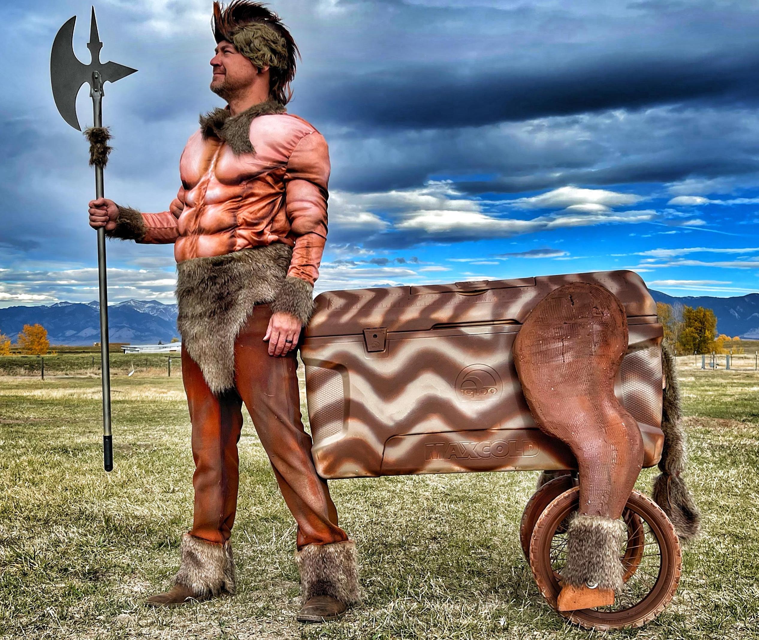 Centaur Costume With Walking Legs and Cooler From Unicorn City and Battle Axe