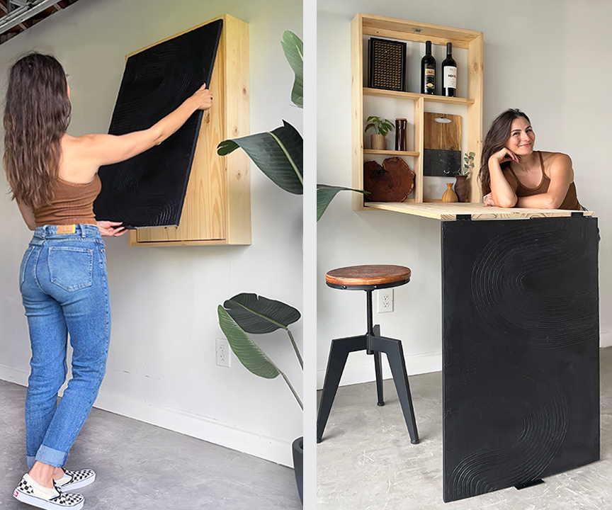 Hidden DIY Fold Down Wall Table!