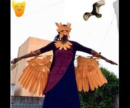 Orange Maniac[Wearable] : Phoenix Wings(200+ Feather Leaves), Bird Face Mask, Feather Capelet, Bird Feet!