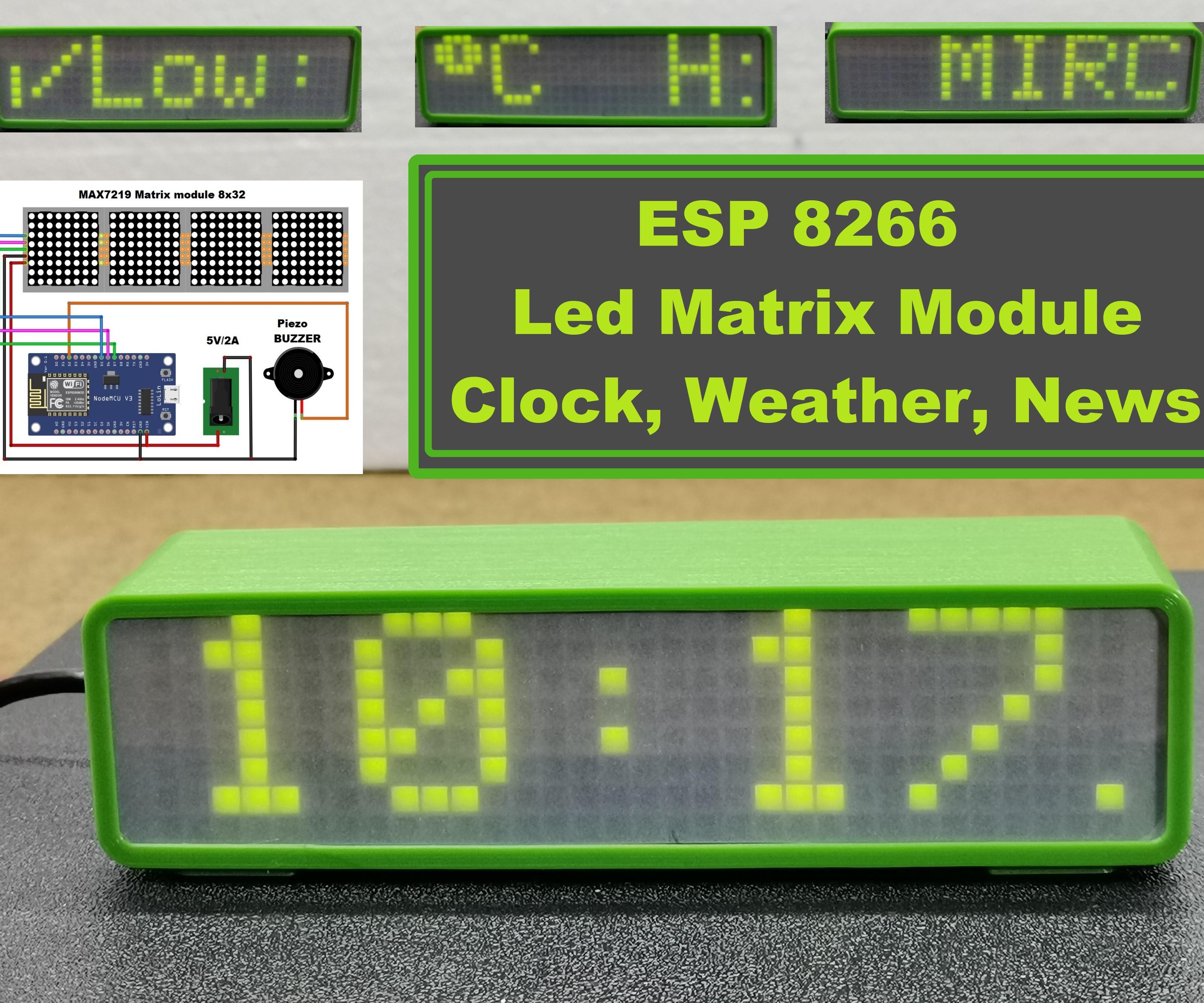 ESP8266 Led Matrix Clock, Weather, News, Bitcion ...