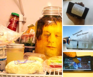 140320 - Head in a Jar Prank, Business Card Printer, Homemade Glass Cleaner