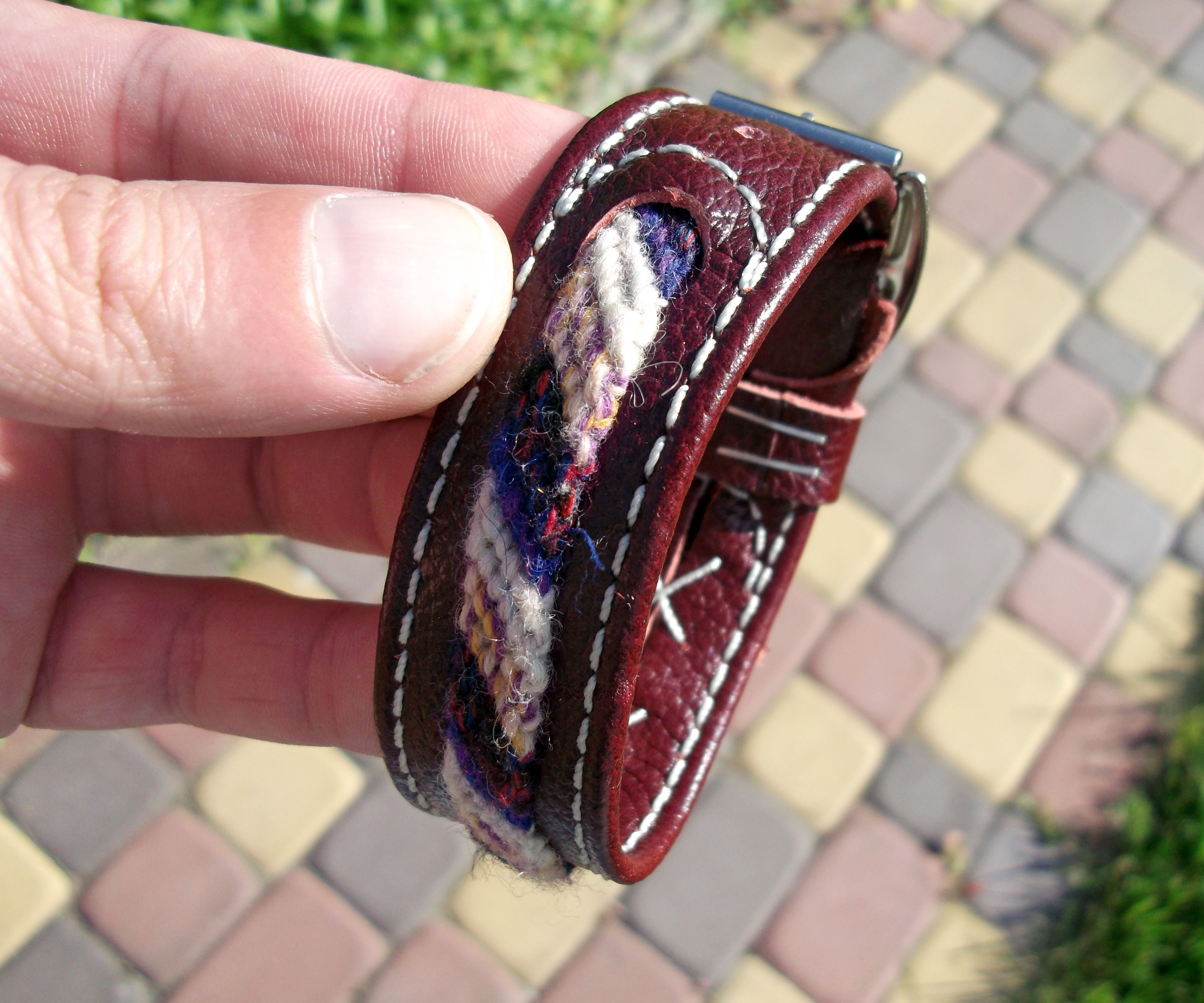 Leather Bracelet With Braided Insert