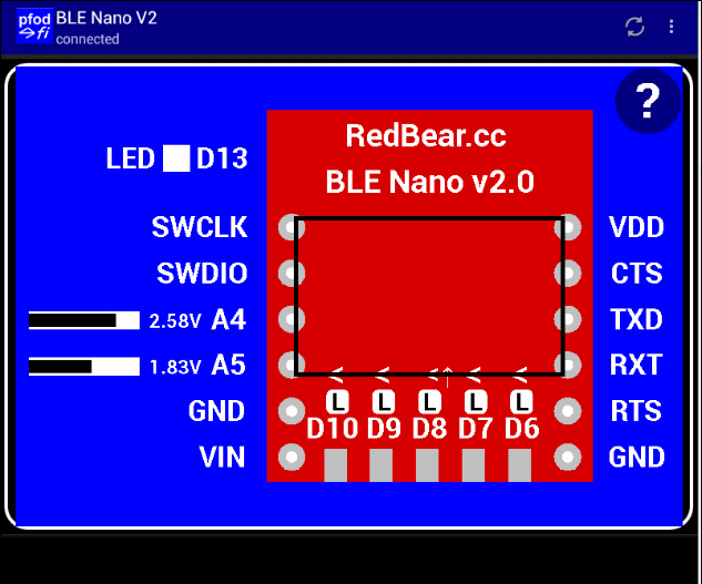 Redbear BLE Nano V2 Custom Controls With PfodApp -- No Coding Required