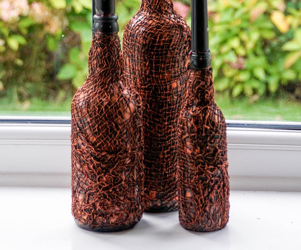 DIY Halloween Candlesticks | Recycled Wine Bottle Project