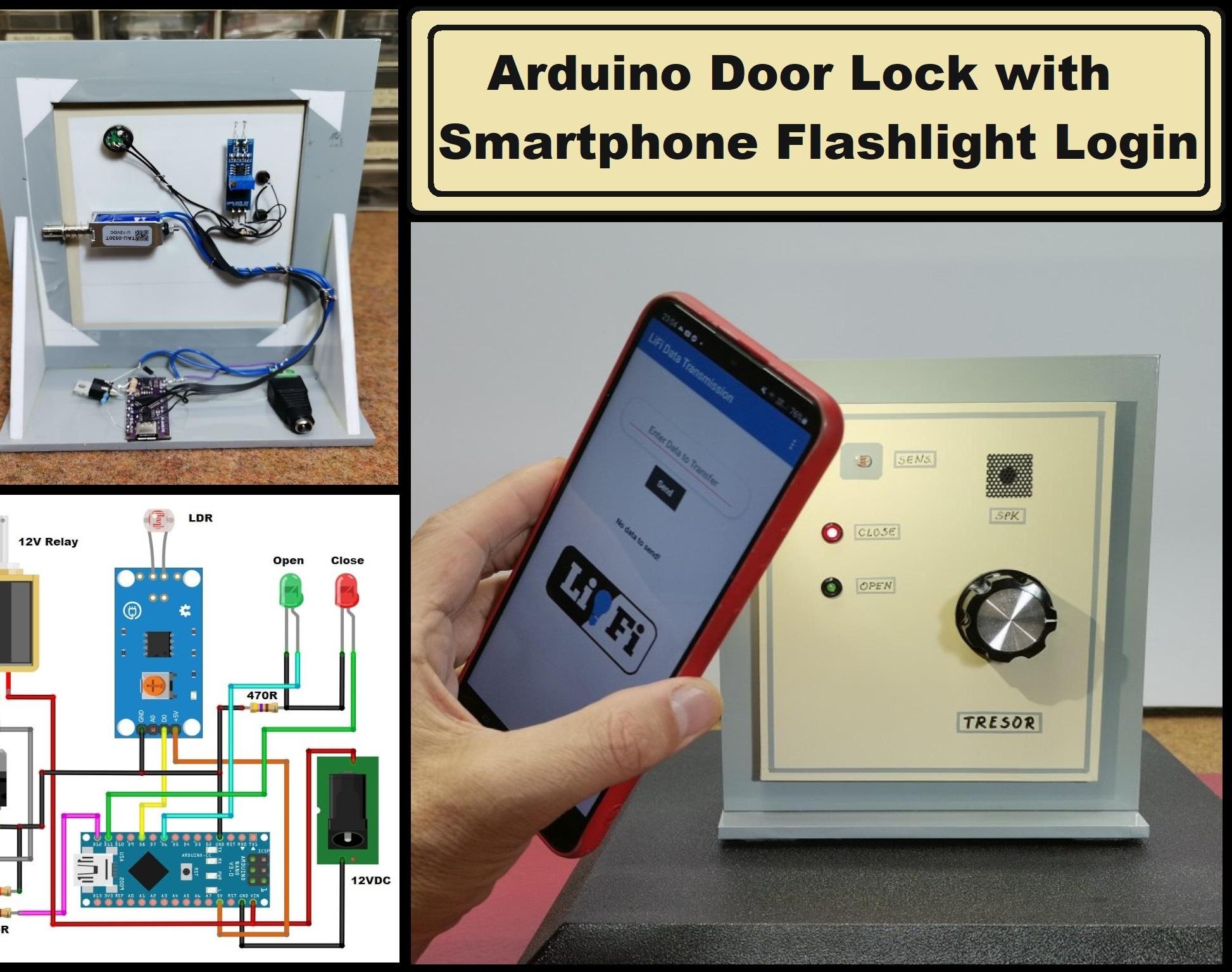 Arduino Door Lock With Smartphone Flashlight Login (Li-Fi Project)