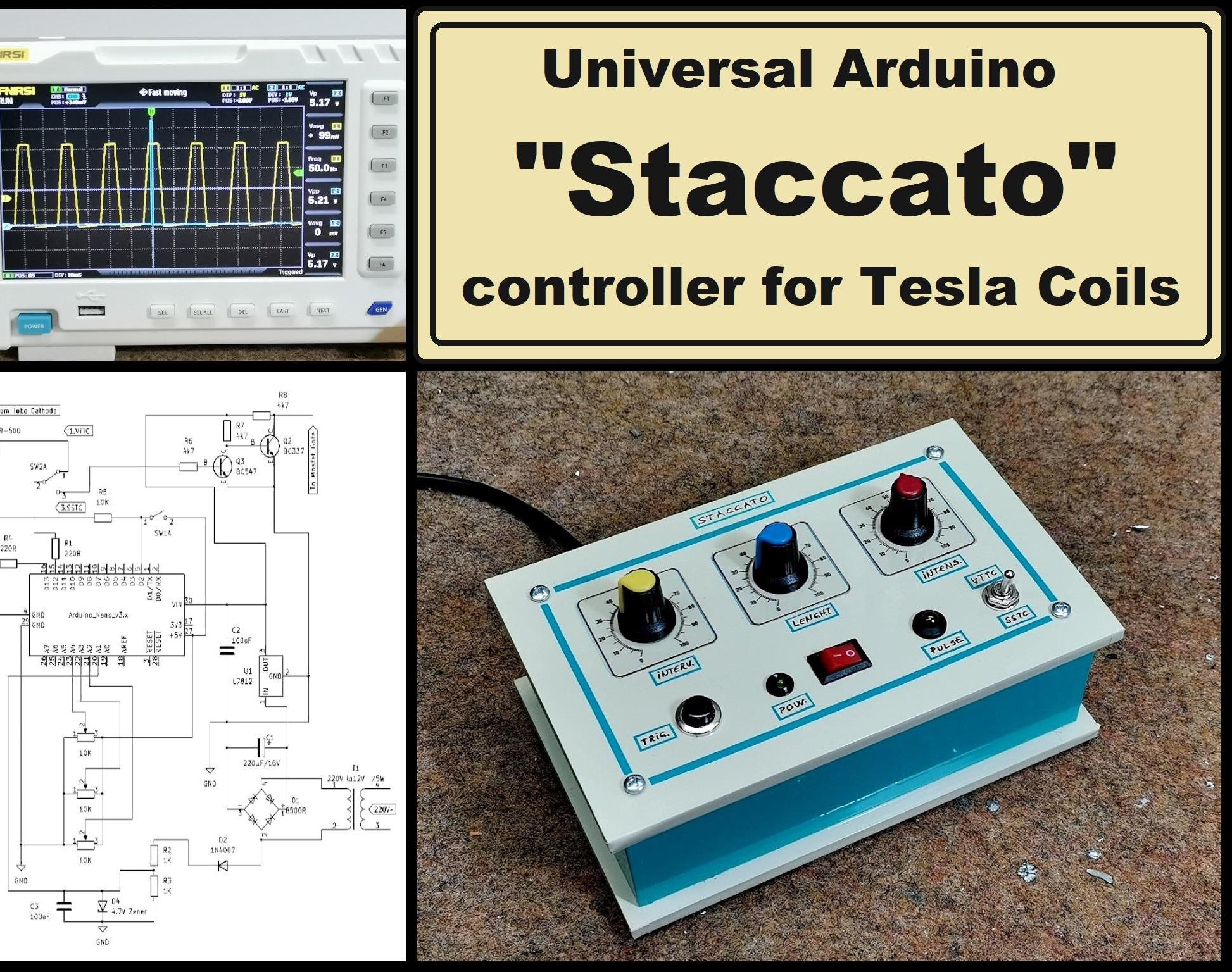 Universal Arduino Staccato Controller for SSTC and VTCC Tesla Coils