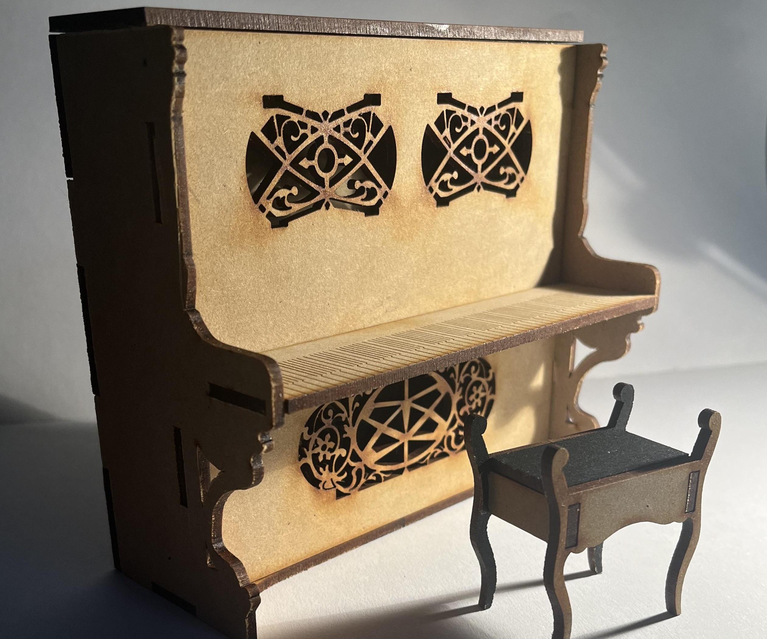 Acoustic Piano Music Box - Laser Cut (Customizable Gift)