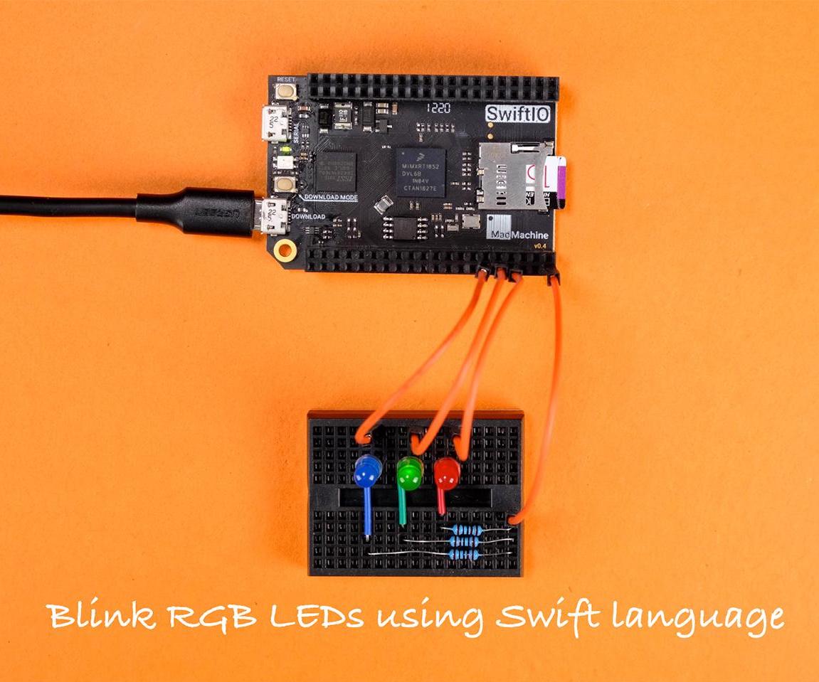 Blink RGB LEDs One by One Using Swift Language