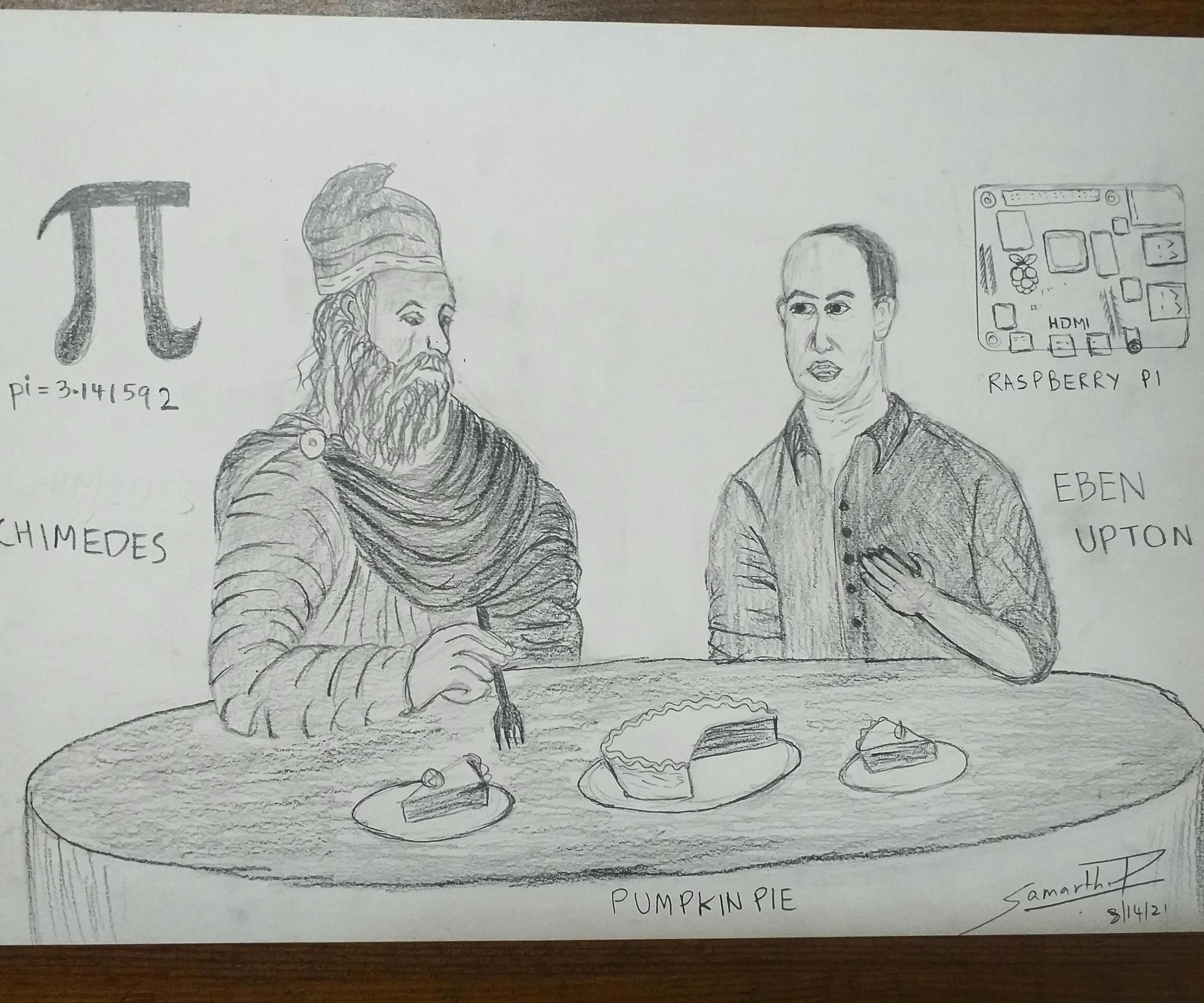 The Founders of Pi and Rasberry Pi Eating Pie Together