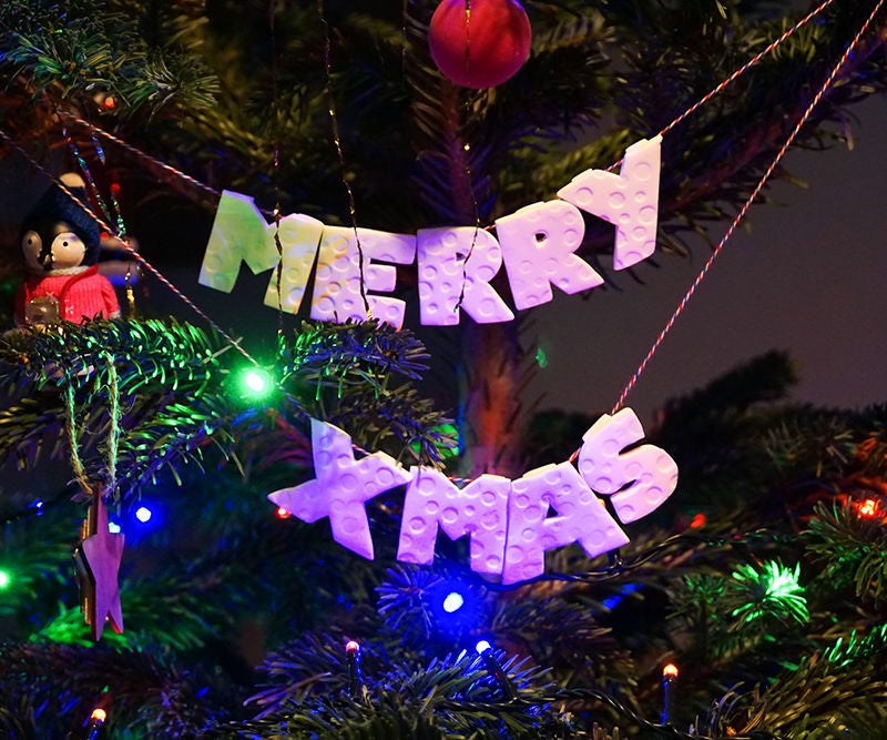 DIY Embossed Clay Garland | 'Merry Xmas' Message in Polymer Clay