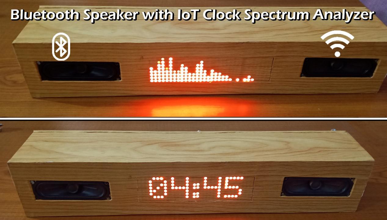  Bluetooth Speaker Wifi IoT  Clock With Spectrum Analyzer