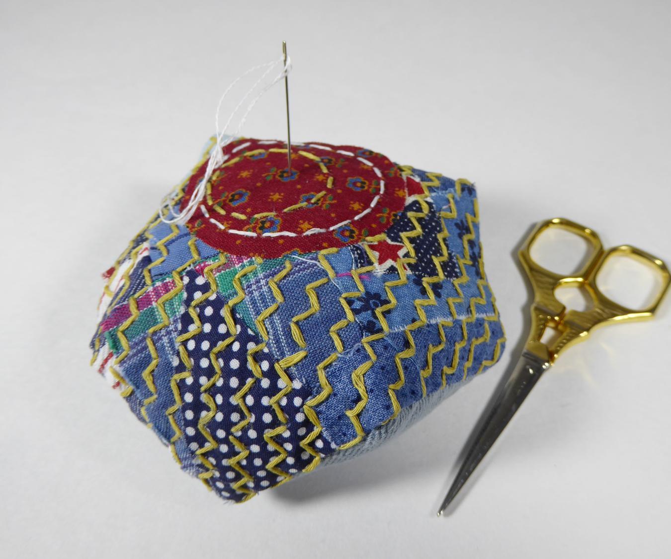 Easy Boro Sashiko Style Biscornu Pincushion