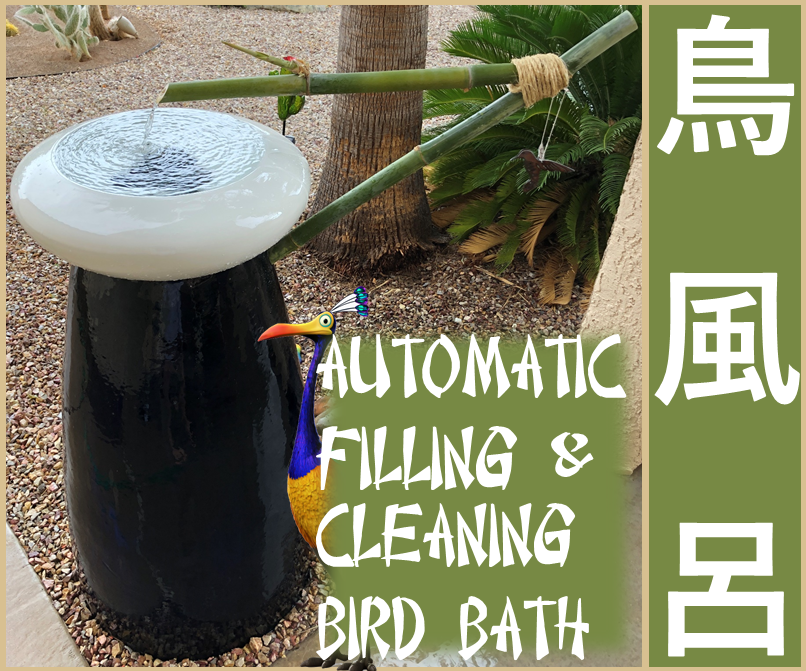 Japanese Inspired Self Filling & Cleaning Bird Bath