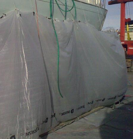 A Sanding Screen for a Boat (custom Temporary Tarpaulin/awning)