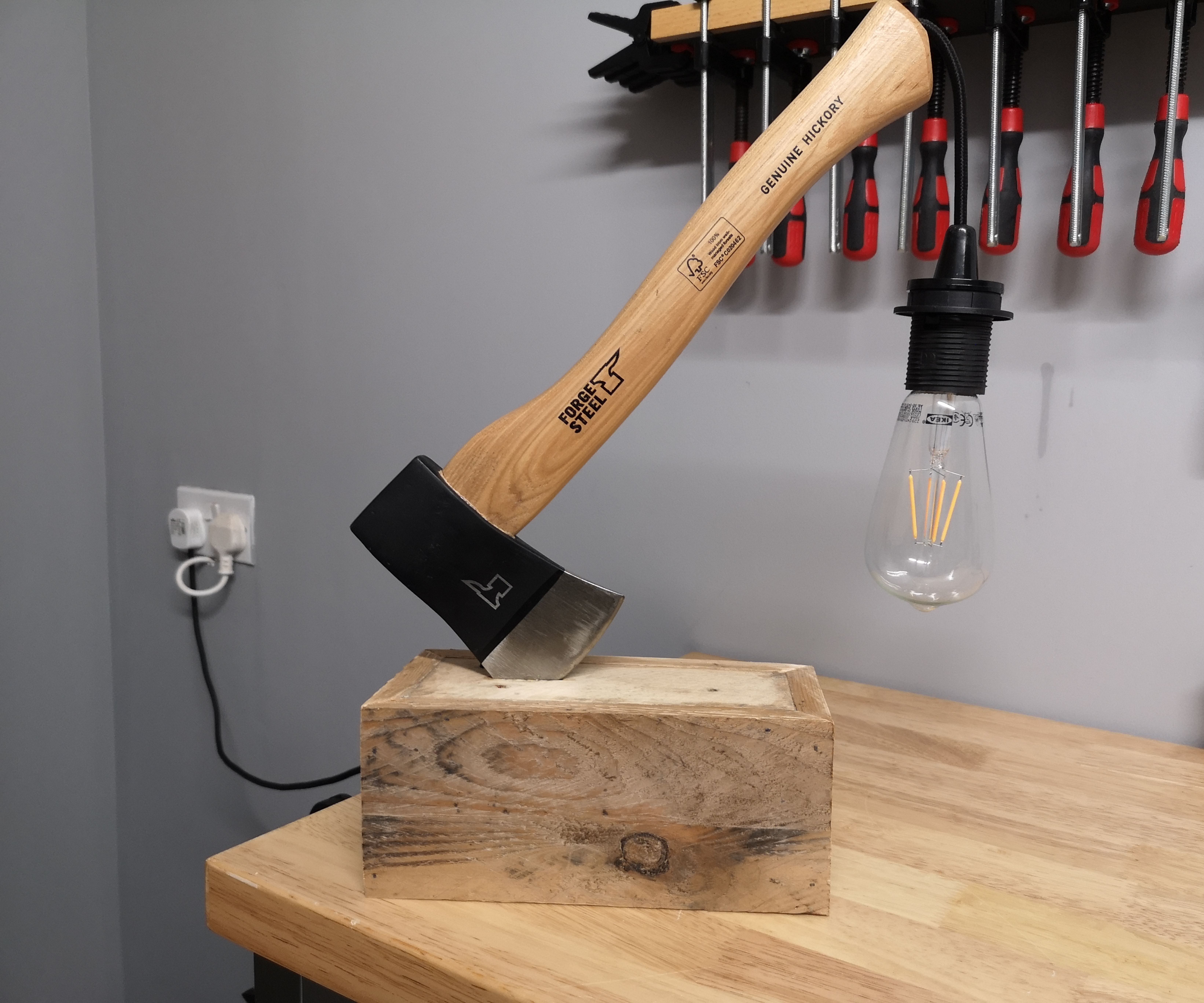 Axe and Pallet Wood Lamp