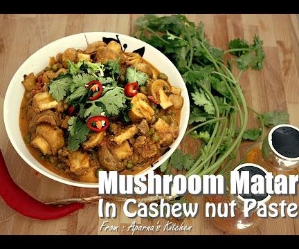 Mushroom Matar in Cashewnut Paste