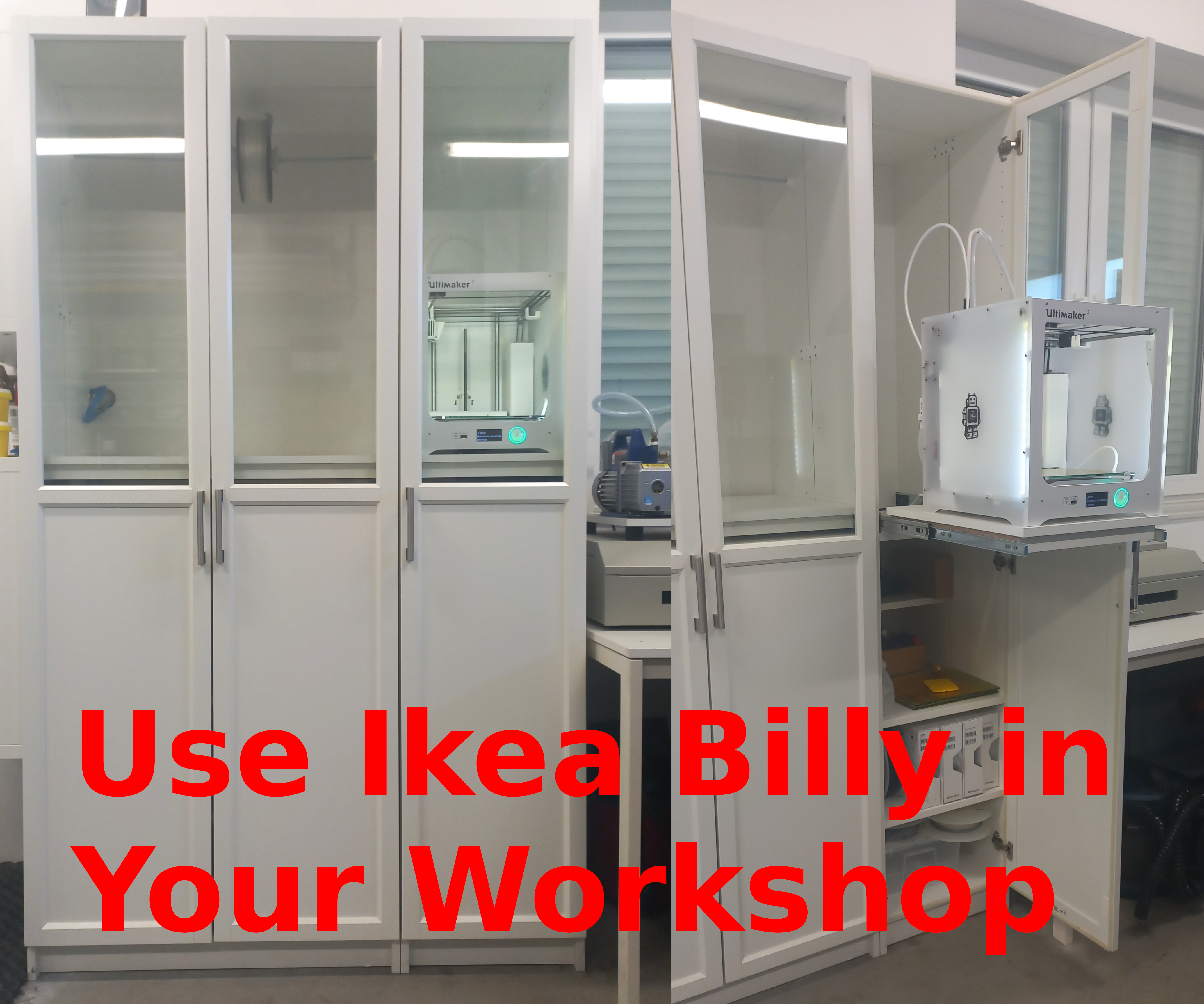 Use Ikea Billy Bookshelves As a 3D Printing Cabinet