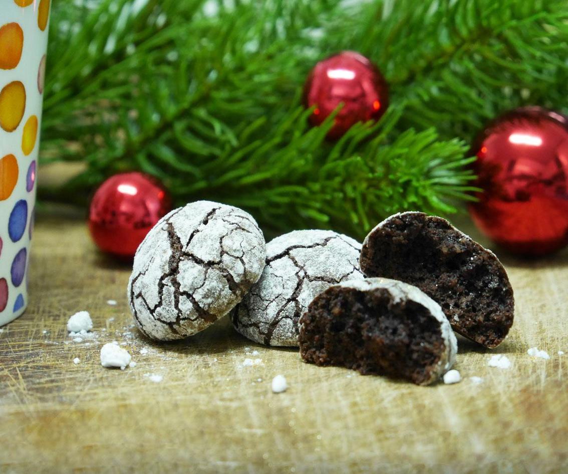 Sparkly Chocolate Coffee Crinkle Cookies