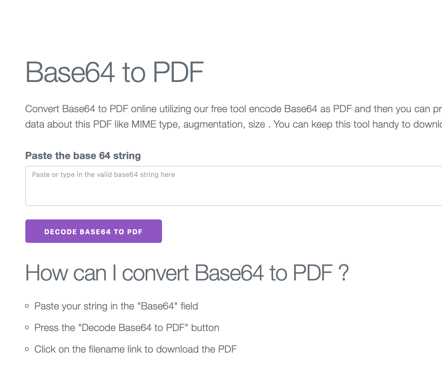 How to Convert Base64 to PDF Online ?