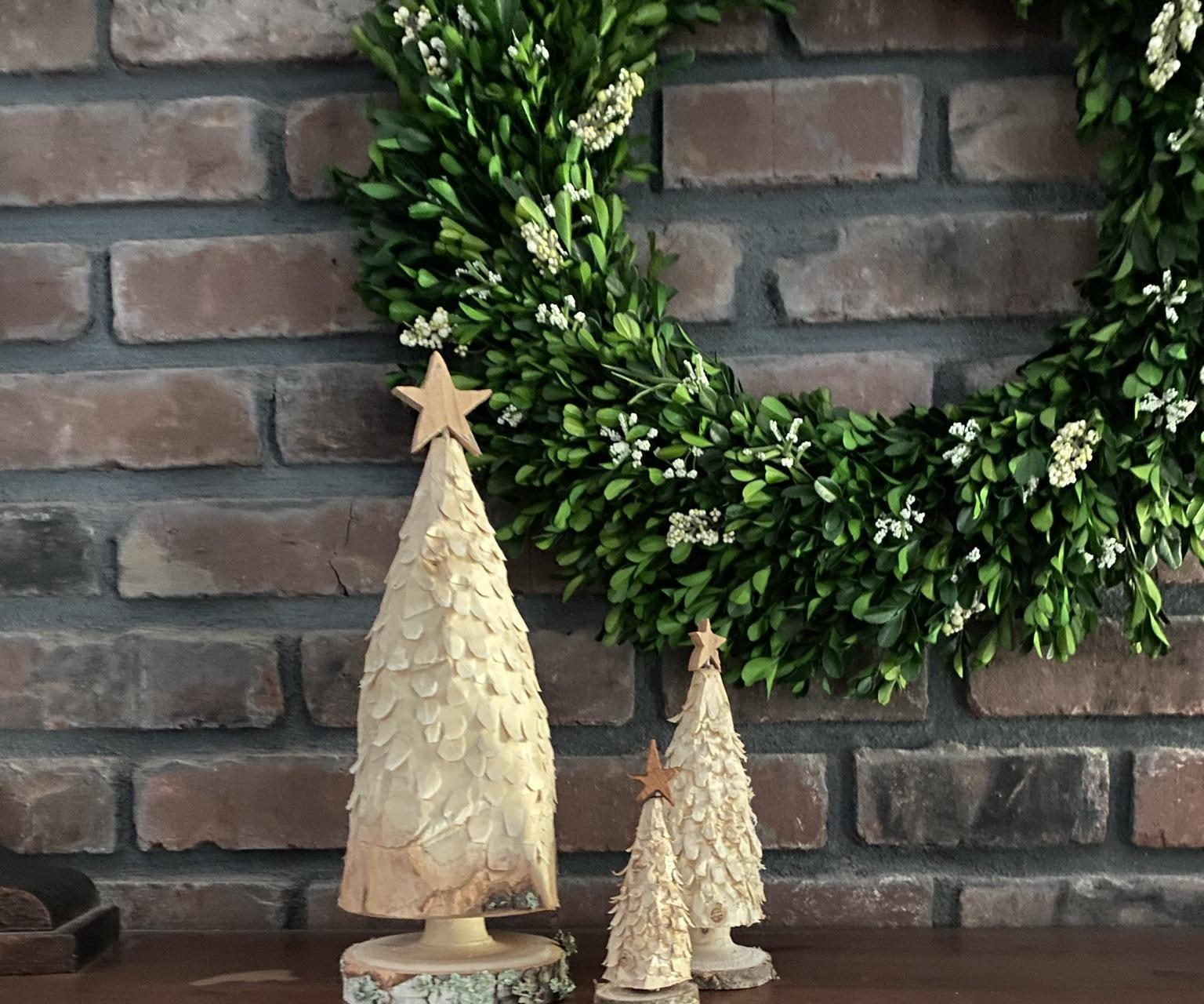 Rustic Hand Carved Christmas Tree Decoration