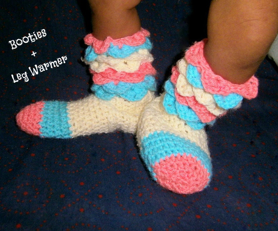 2 in 1 Crochet Baby Booties With Leg Warmer 