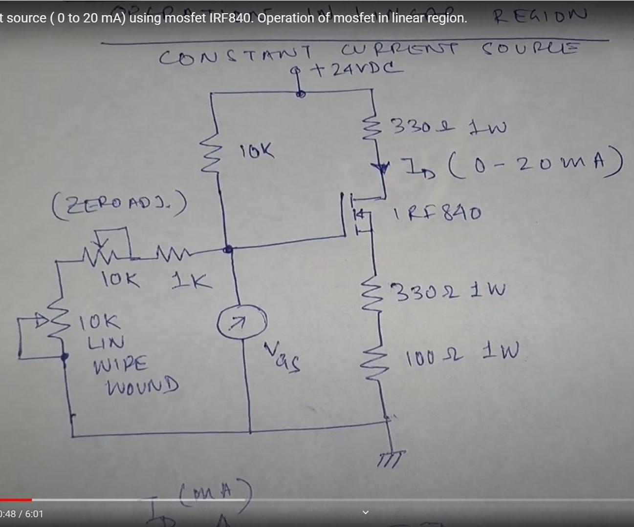 Loop Calibrator ( 0 to 20 MA / 4 to 20 MA) Using Mosfet IRF840. Constant Current Source