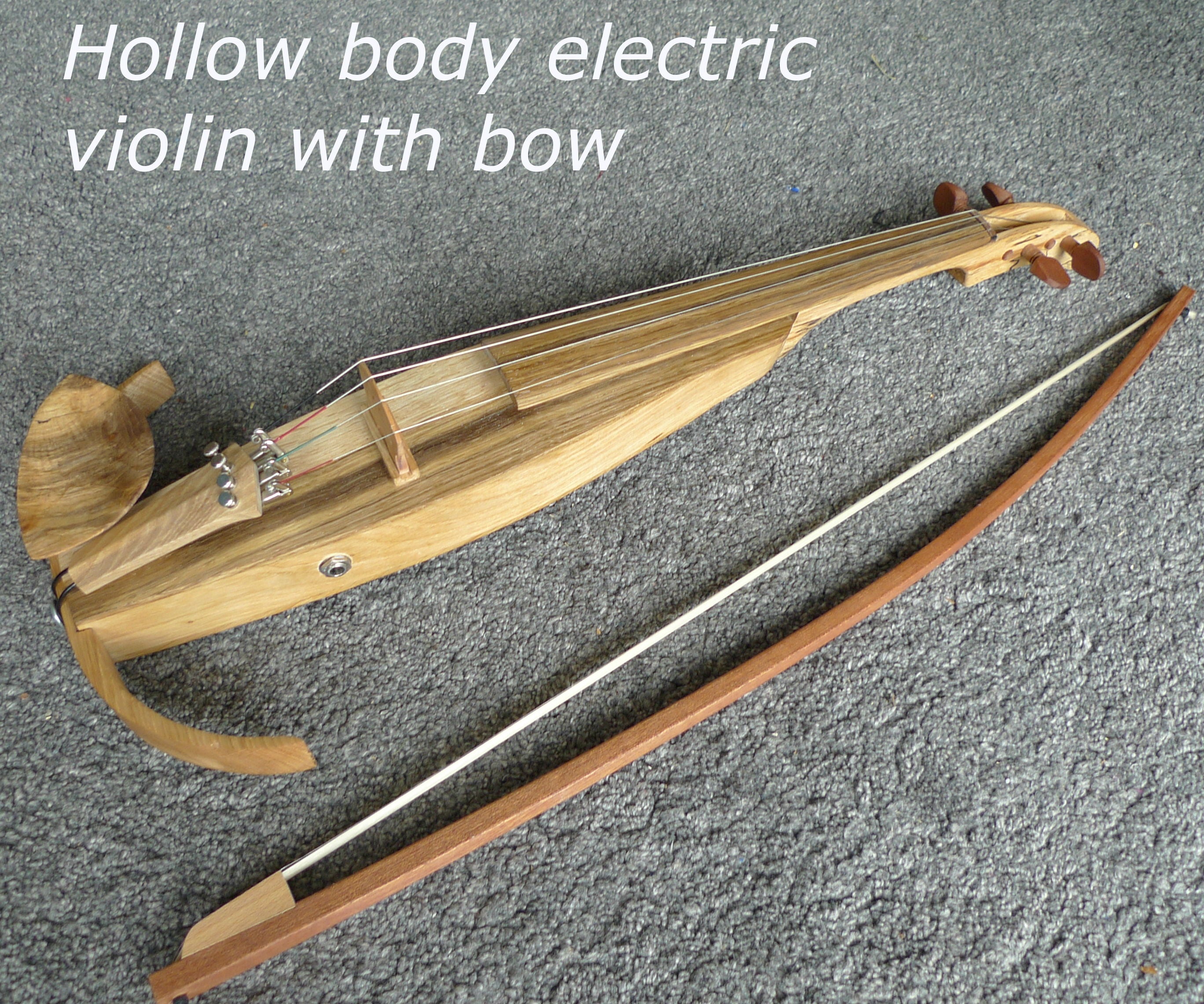 Hollow Body Electric Violin With Bow