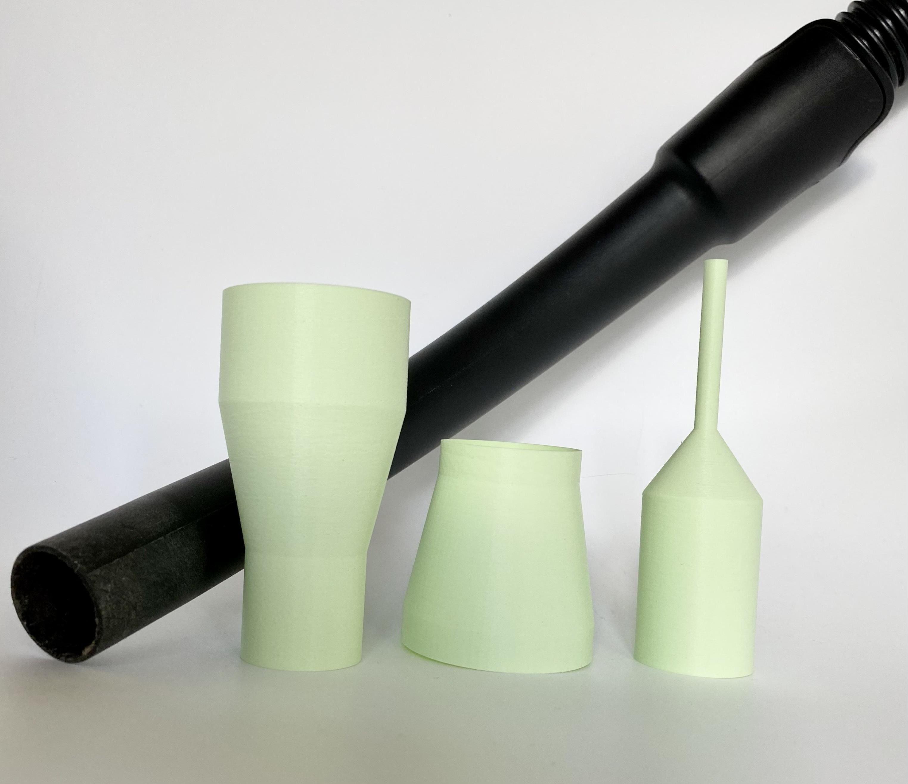Customizable Vacuum Cleaner Adapters to Make Your Own Nozzle, or Connect to Anything Else.