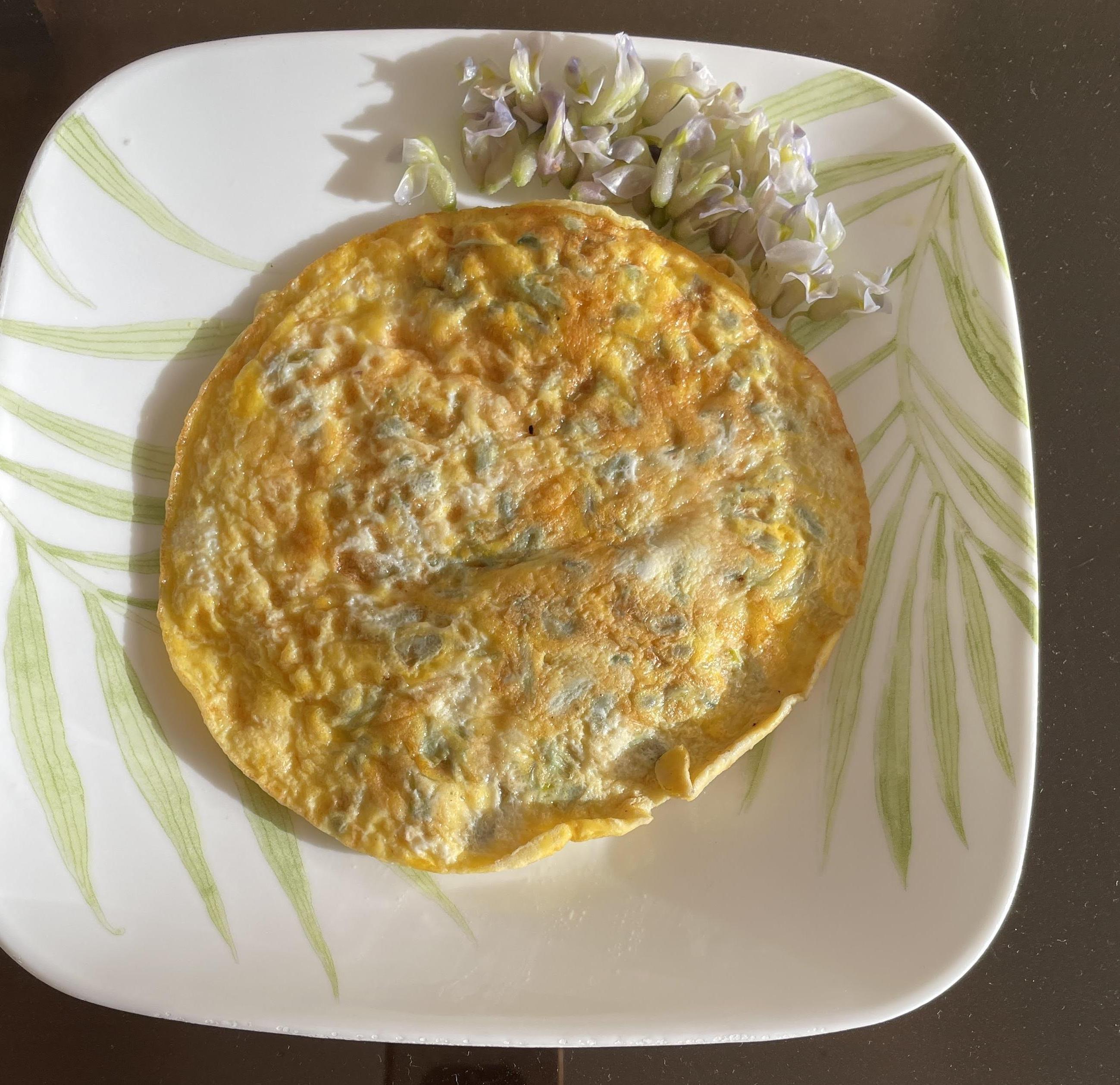 Simple Omelette With Home-Grown Wisteria Flowers