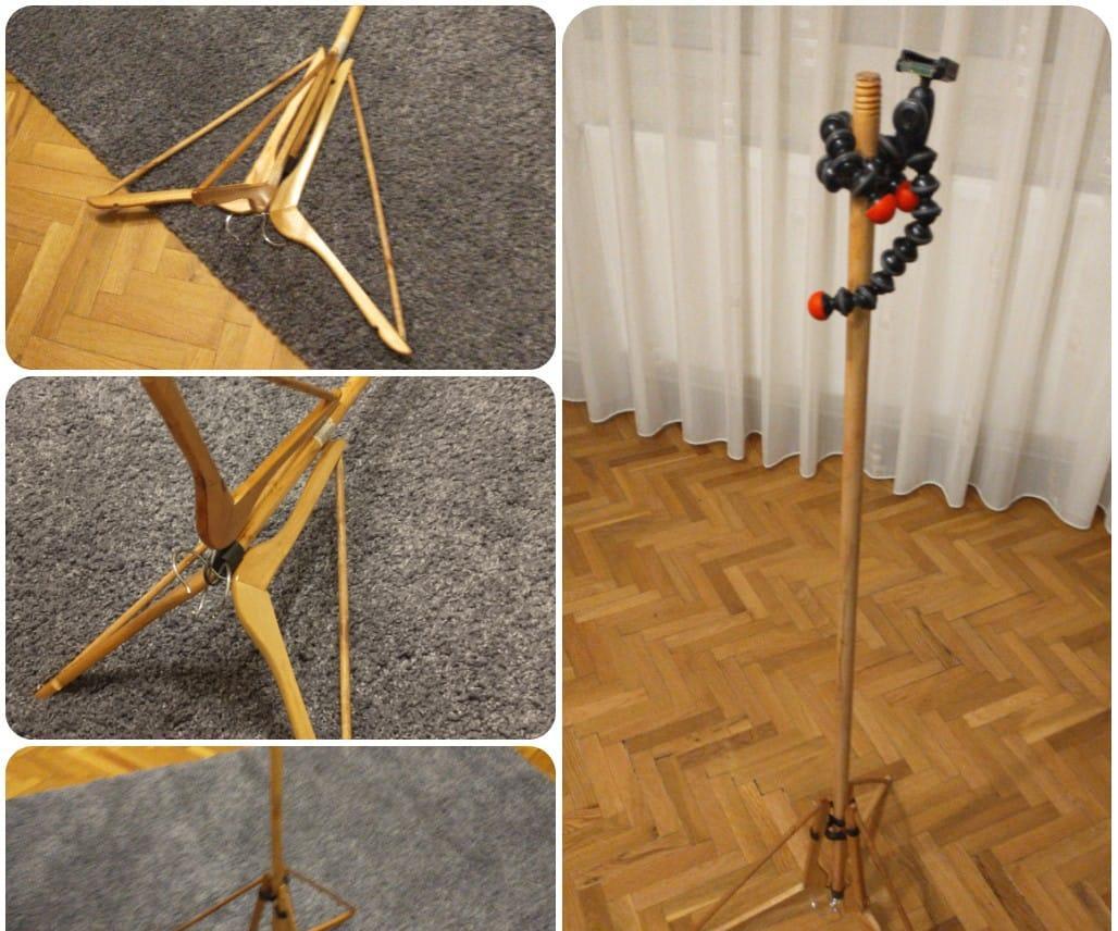 Cheapest, Simplest DIY, Light-duty Tripod Made of Things You Have Around (mop/broom Handle, Clothes Hangers, Nuts, Bolts)