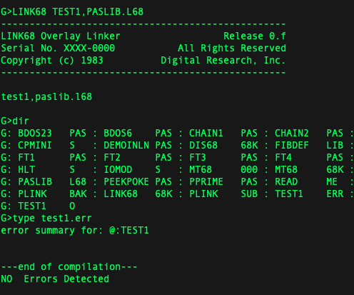 68k-mbc Installing and Testing PASCAL+/MT