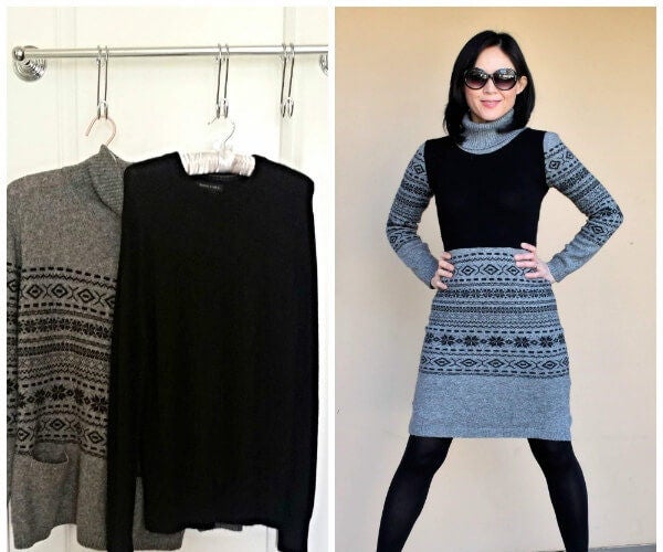 Turn 2 Sweaters Into a Sweater Dress