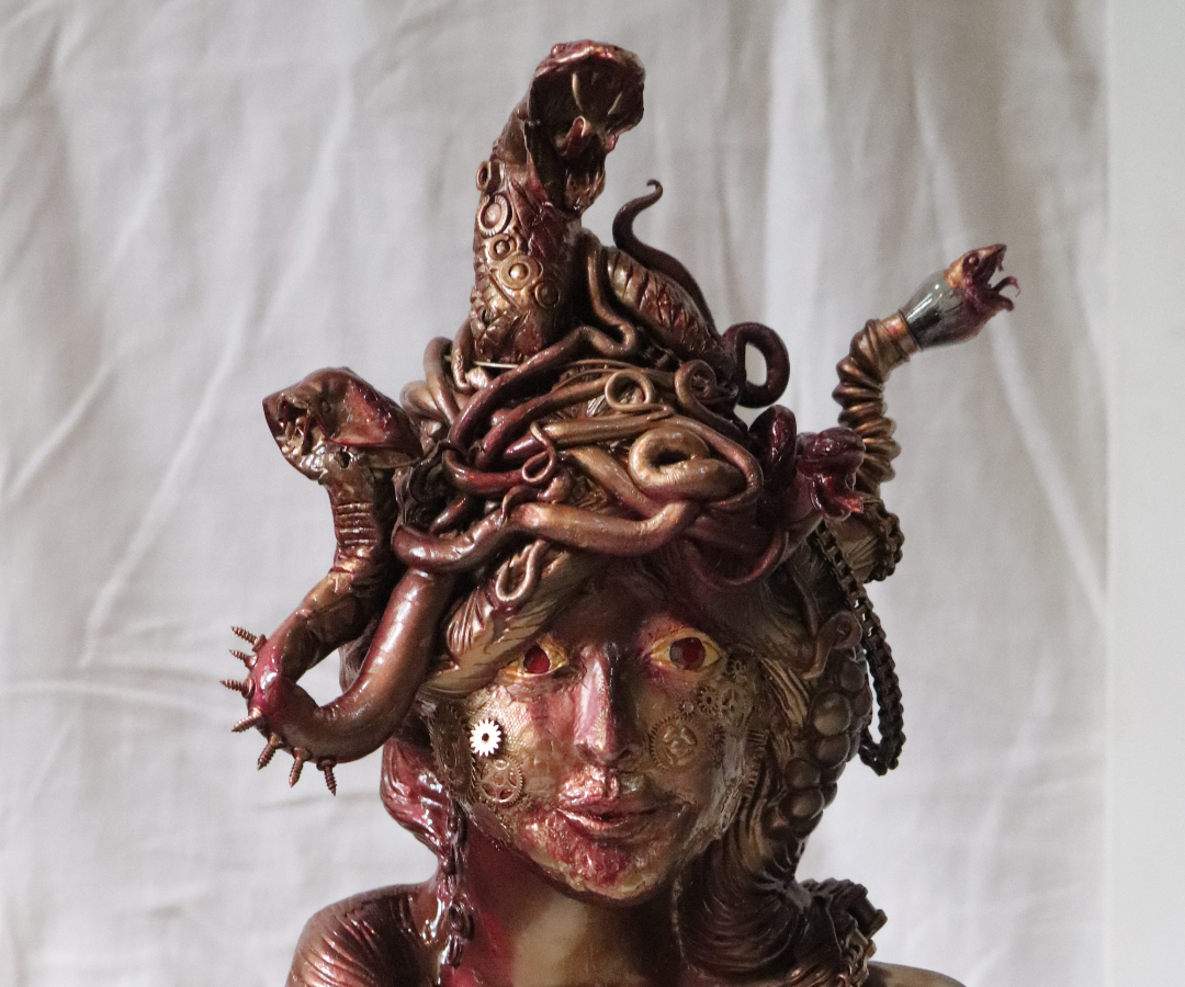 Scrap Metal Medusa Sculpture 