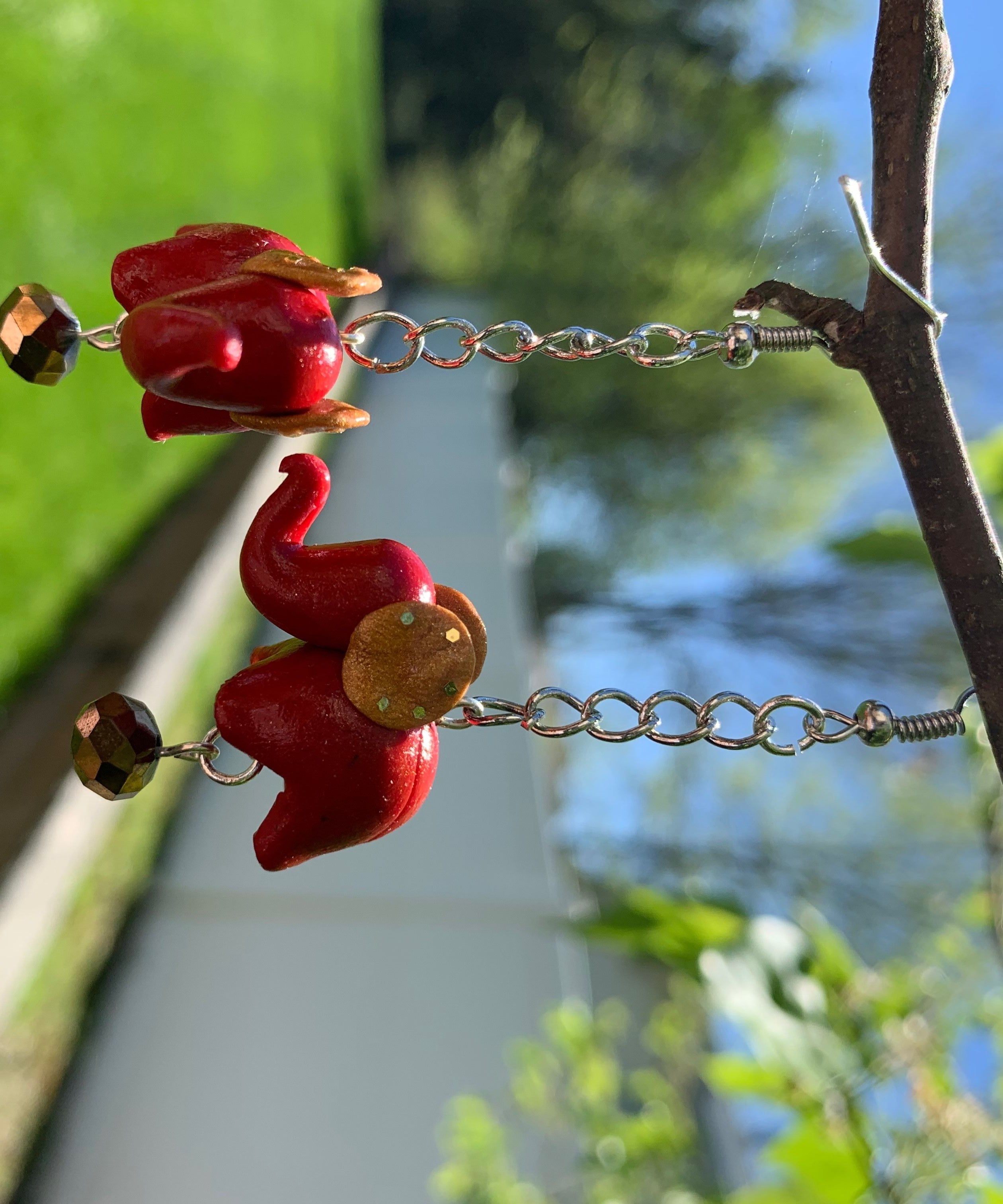 Dangling Clay Elephant Earrings