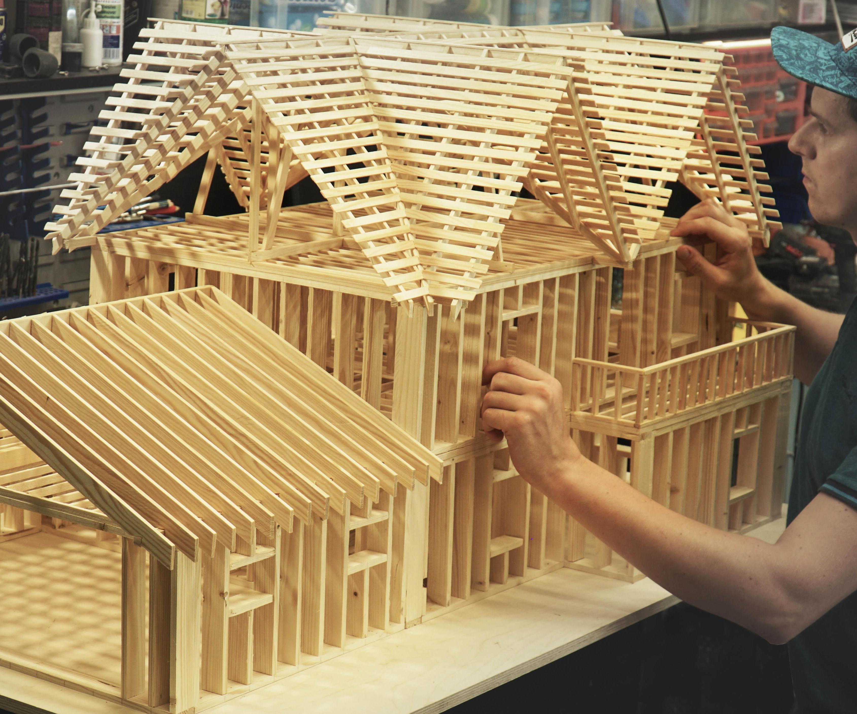 Miniature Timber Frame House