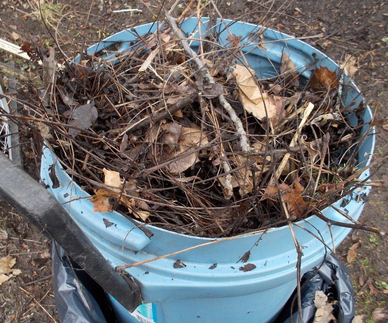 Yard Waste Collection or What to Do With Rubbermaid Trash Cans That Are Past Their Normal Life.