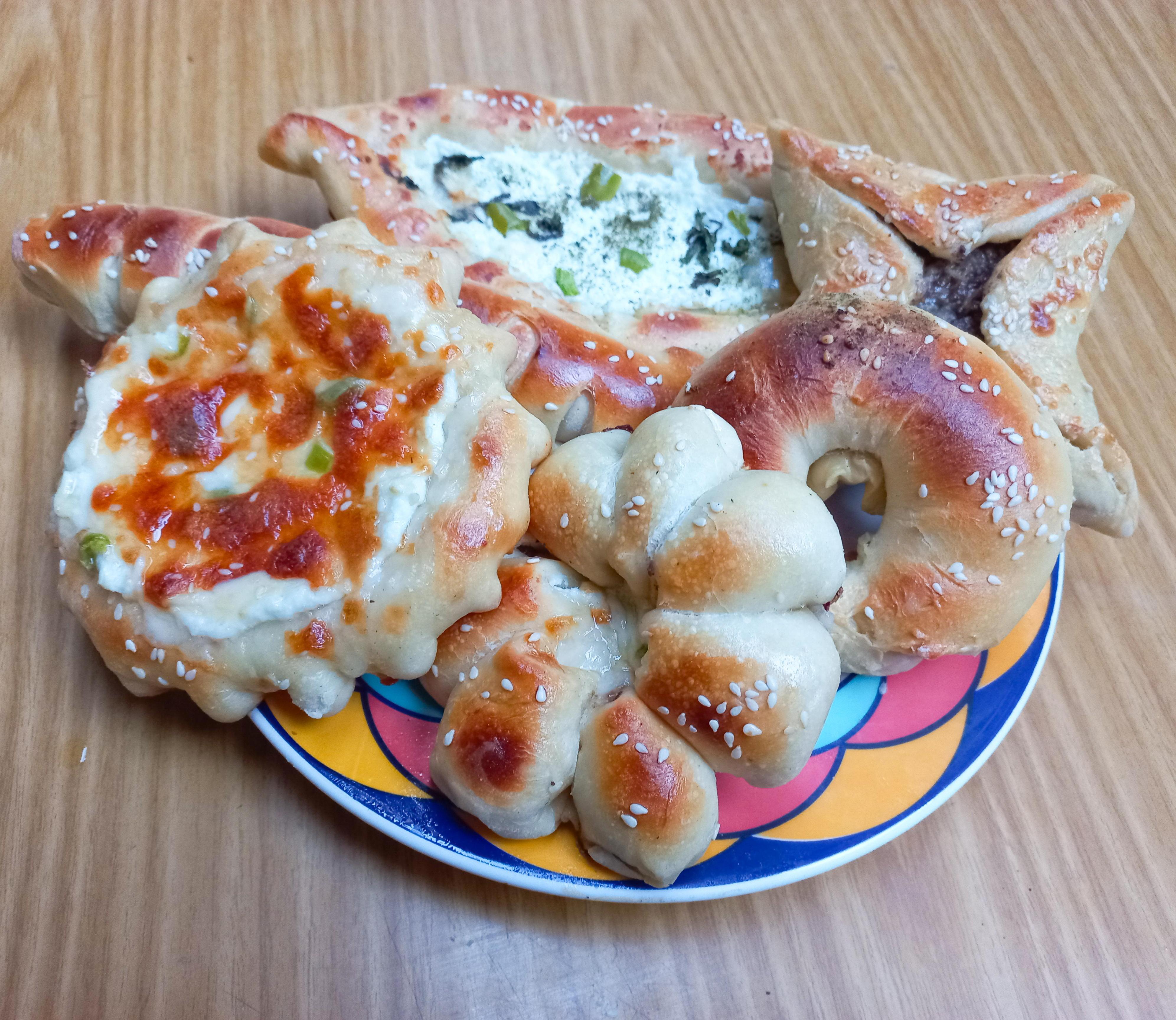 Different Shapes of Whey Bread Stuffed With Yogurt Cheese Inspired by Manakish