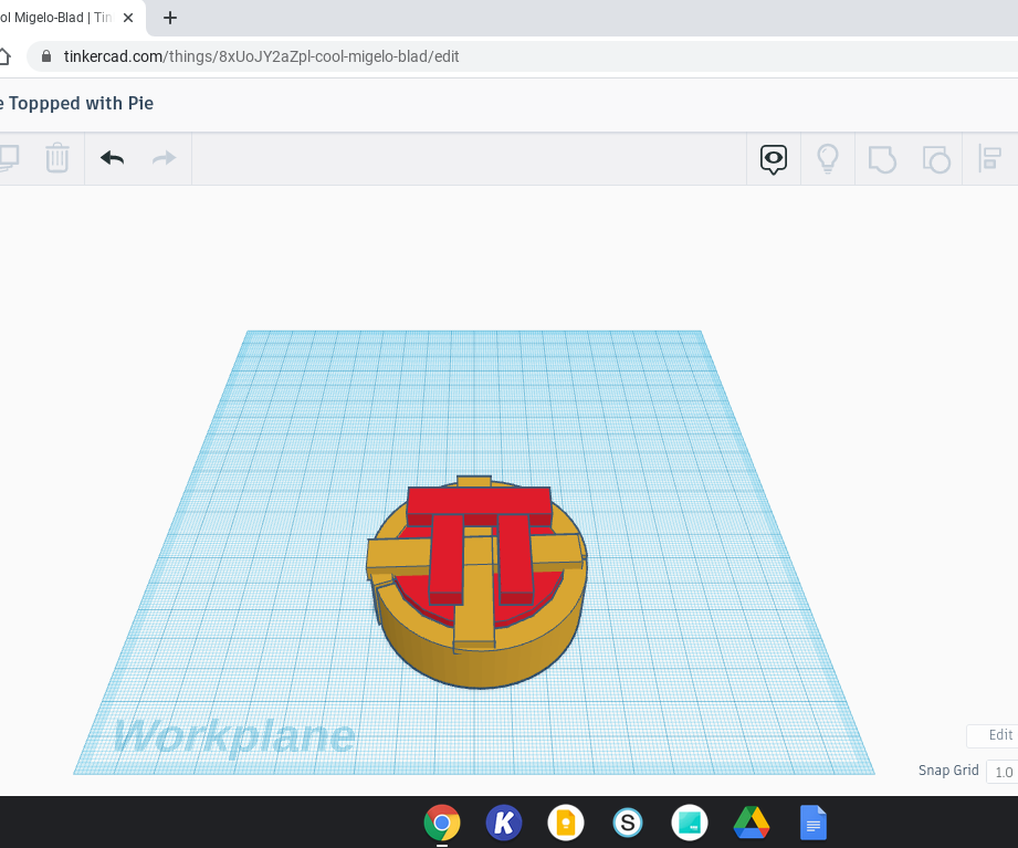 Pie Topped With Pi Using Tinkercad