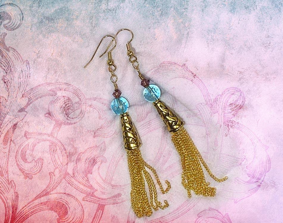 Boho Chain Tassel Earrings With Beads