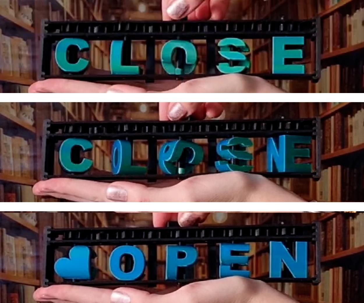 3D Double-Sided Letters in an 'Open and Close' Sign
