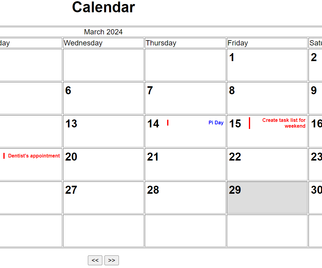 Make an Off the Grid Javascript Personal Calendar