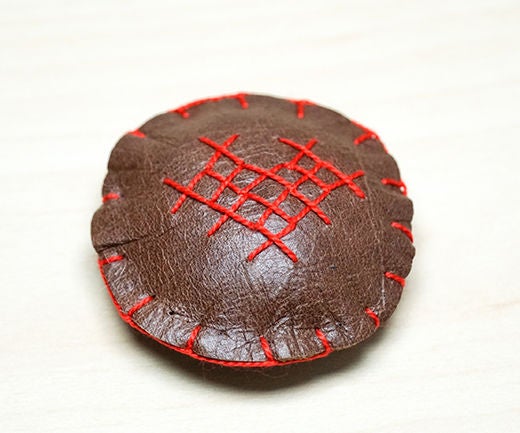 Stuffed Leather Ornament | Wet Moulding Leather Using Polymer Clay & Adding Cross Stitch